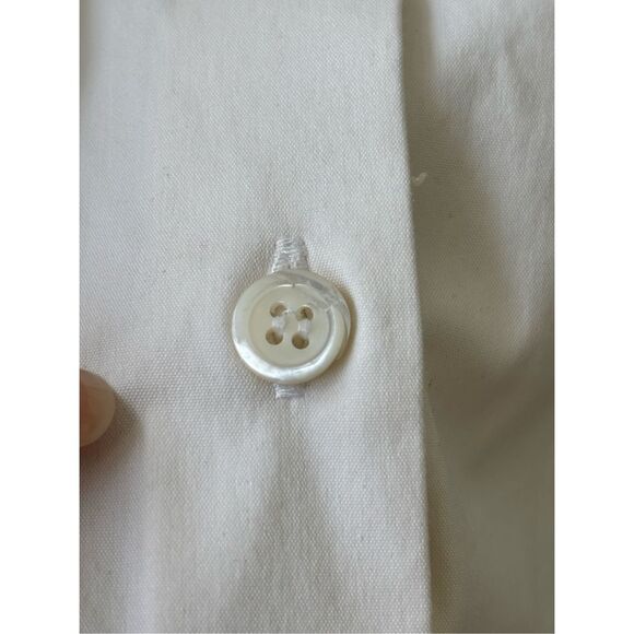 PRADA Ivory White Puff Short Sleeve Cotton Fitted Button Up Blouse Top Shirt, Si - Picture 6 of 9